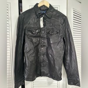 Ralph Lauren black leather jacket men’s size medium NWT